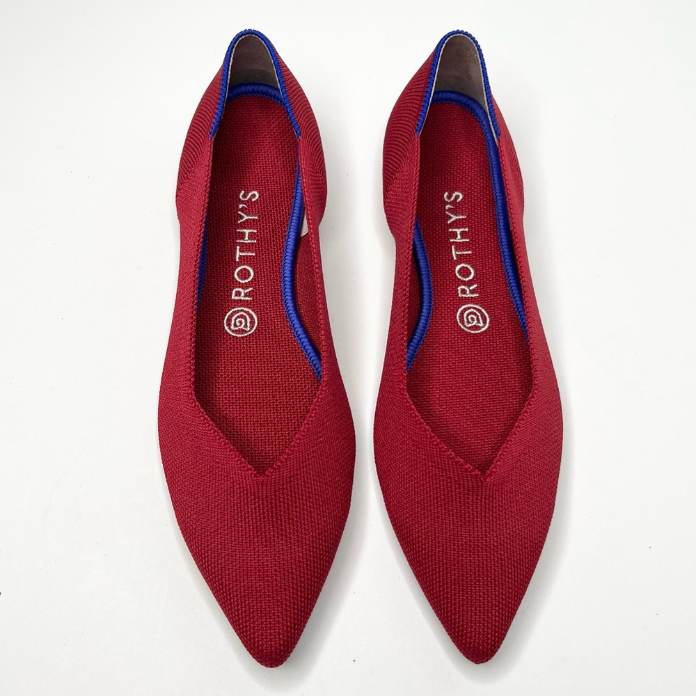 Rothy's The Point In Chili Red Flats Size 9.5 NWOT